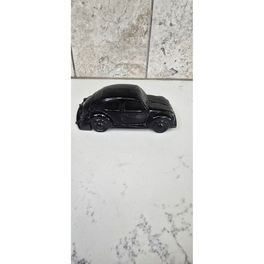 Vintage Avon Black Glass Volkswagen Beetle VW Bug Decanter Empty Collectible
